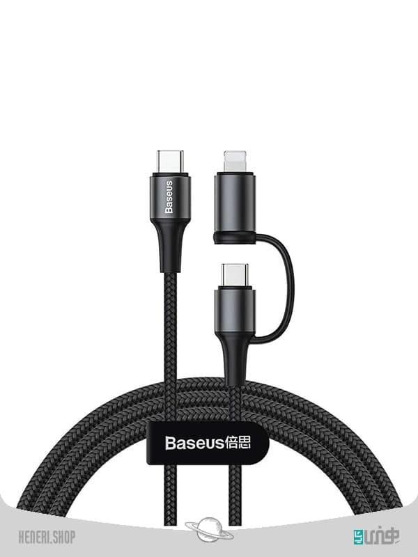 کابل سریع دو سر تایپ سی و لایتنینگ باسئوس Baseus Twin 2in1 60W PD Quick Charging cable 1m