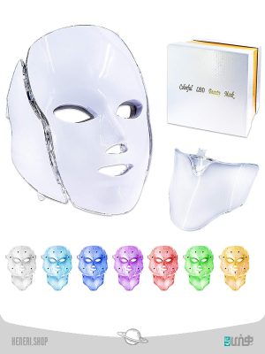 ماسک صورت led جوانساز پوست صورت و گردن با 7 رنگ 7 LED Face Mask and Neck Skin Light Photon Therapy Beauty with Colors