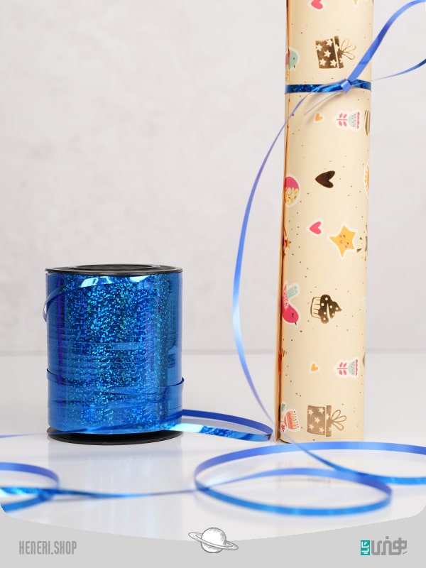 ربان متالایز اکلیلی آبی Blue wreath metallic ribbon