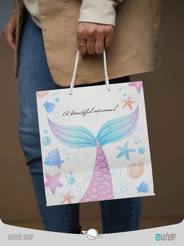 بگ مربعی طرح پری دریایی Mermaid design square bag