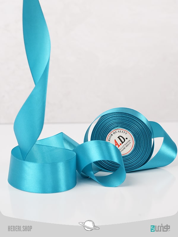 ربان ساتن پهن آّبی Wide blue satin ribbon