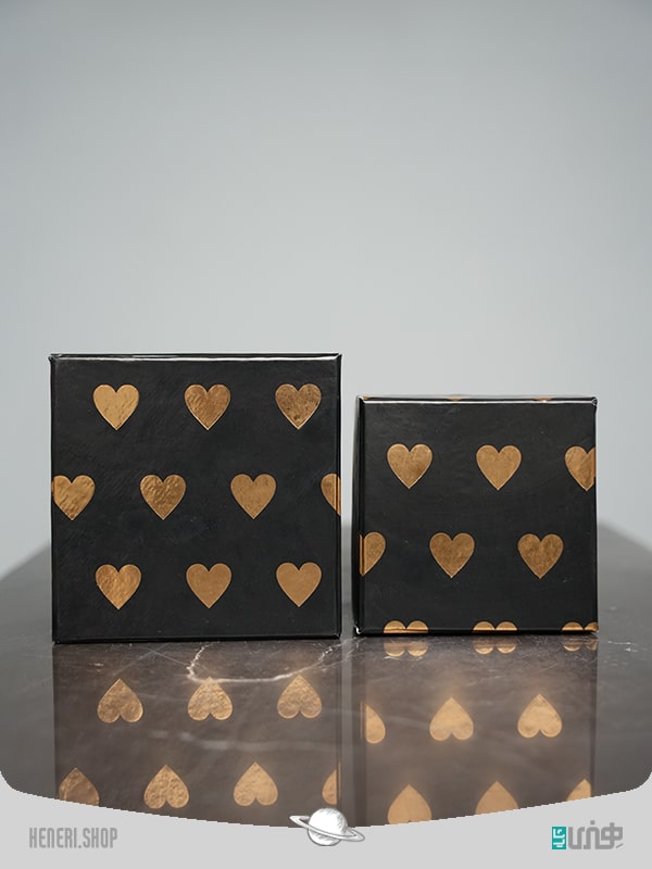 جعبه هدیه مکعبی قلب طلایی (2سایز)Golden heart cubic gift box