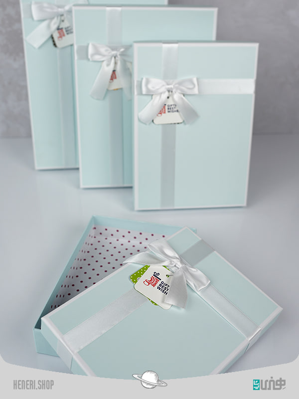 جعبه هدیه مستطیلی آبی پاستیلی (4سایز) Pastel blue rectangular gift box