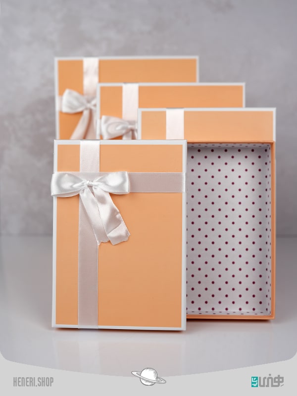 جعبه هدیه مستطیلی نارنجی پاستیلی(4 سایز)Pastel orange rectangular gift box