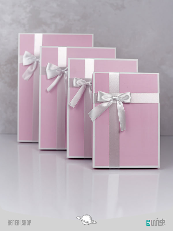 جعبه هدیه مستطیلی صورتی پاستیلی(4 سایز) Pastel pink rectangular gift box