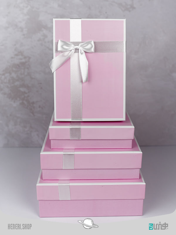 جعبه هدیه مستطیلی صورتی پاستیلی(4 سایز) Pastel pink rectangular gift box