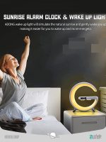 اسپیکر و ساعت زنگدار RGB دار و وایرلس شارژ Speaker and alarm clock with RGB and wireless charging